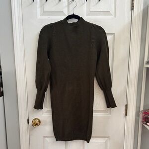 Lulu's Olive Green Ribbed Knit Sweater Dress (size M)